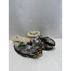 Dan Dee Collectors‎ Choice Elf Sequin Slippers Gold/Silver Jingle Bell S/M (5-8)